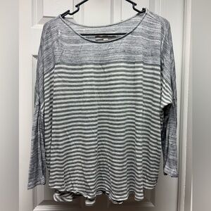 Ann Taylor LOFT Gray Striped Long Sleeve Top – Women’s XL